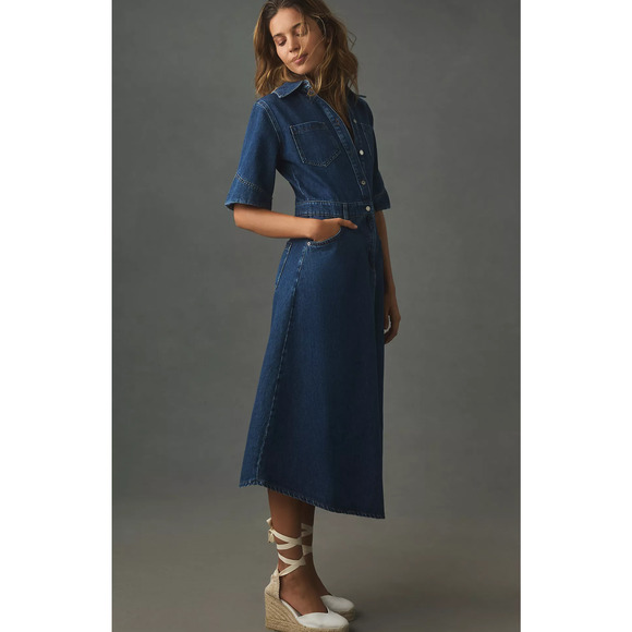 Anthropologie Blue Denim Midi Dress - Picture 4 of 5